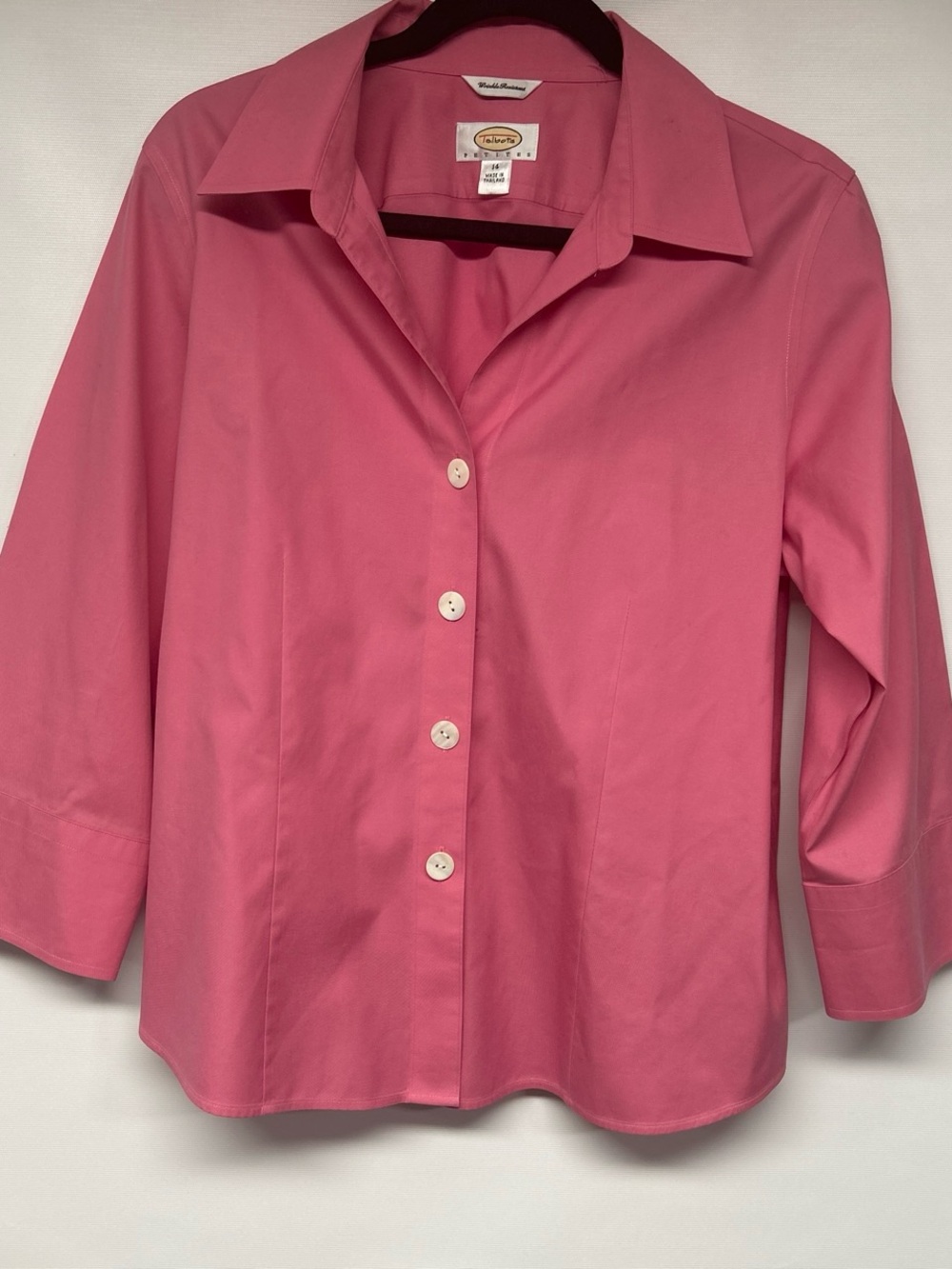 Talbots Rose Pink Three-Quarter Sleeve Button-Front Shirt